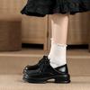 Dámské kožené šněrovací mokasíny na silné podrážce - Jaro 2025, britský styl, univerzální boty zvyšující výšku