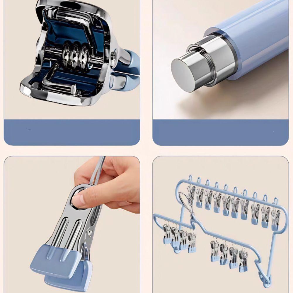 Folding Stainless Steel Clothespin Portable Clothes Drying Multifunctional Laundry Hanger  Balcony