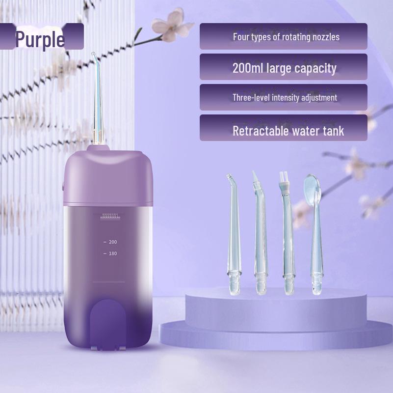 Portable Electric Ultrasonic Water Flosser with Telescopic Tank - Waterproof Oral Cleaner and Tartar Remover