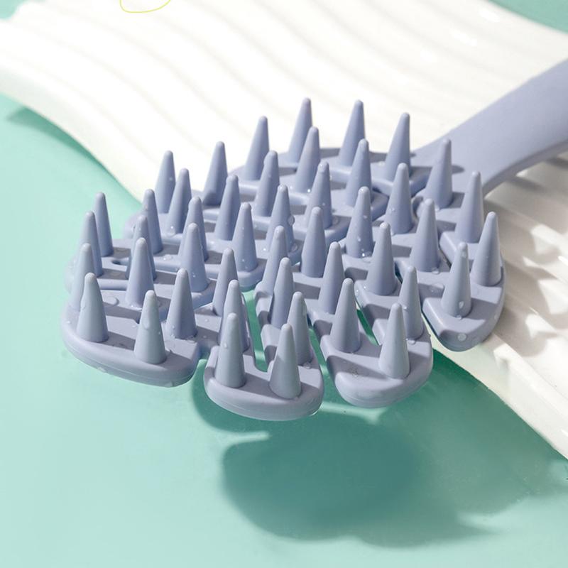 Șampon din silicon în formă de frunze Cap de perie Masaj pentru scalp Pieptene de păr moale Perie de baie cu mâner lung Instrument de curățare pentru masaj corporal cadou