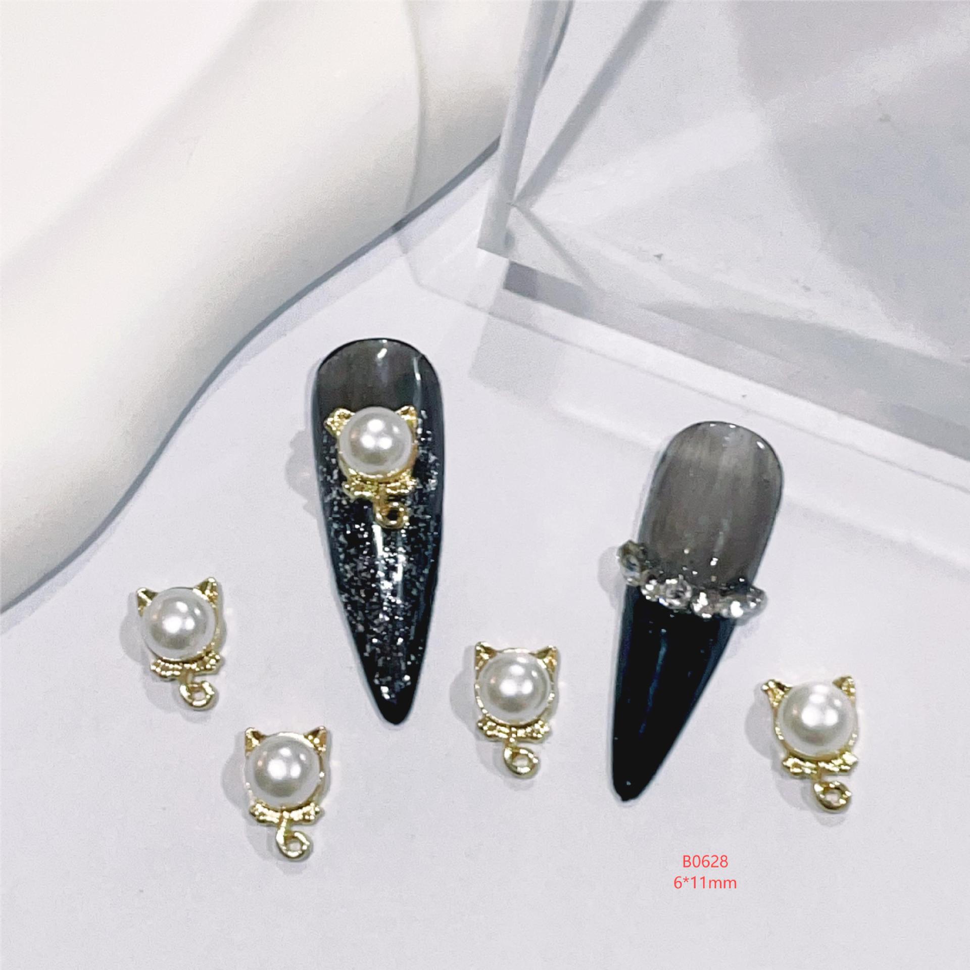 

Дизайн «Капля воды и жемчужный тычиночный элемент» Бант для ногтей с цирконовыми украшениями - Набор из 43 штук