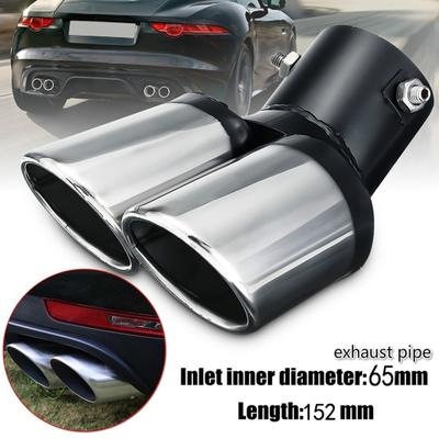 Νέος Universal Curved Car Tail Pipe Dual-out Exhaust Trim Tips Muffler Pipe (Χρώμα:Χρώμιο)
