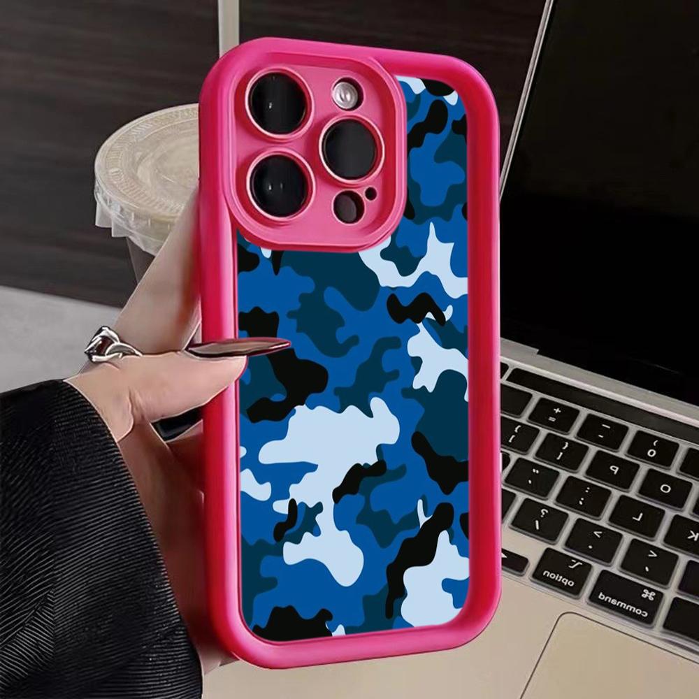 LZ6 Camouflage Camo Design Silicone Phone Case for iPhone 11 13 14 15 16 Pro Max 7 8 16 Plus 12 mini XS Max XR Shockproof Back Cover