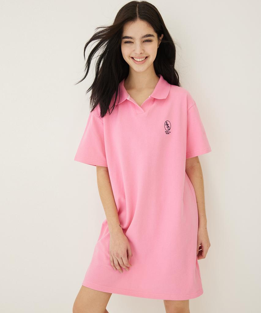 AWESOME STUDIO Pink Collared Pique Dress