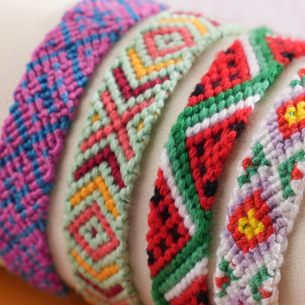 Watermelon Geometric Woven Bracelet Unisex Bracelet Adjustable Cotton Wristband Wrist Jewelry for Casual or Formal Wear