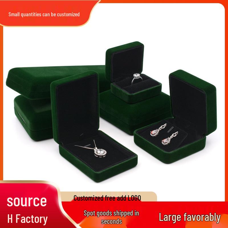 Scatola Gioielli Verde Scura in Velluto - Scatola Regalo per Collana, Anello, Bracciale Rigido e Braccialetto
