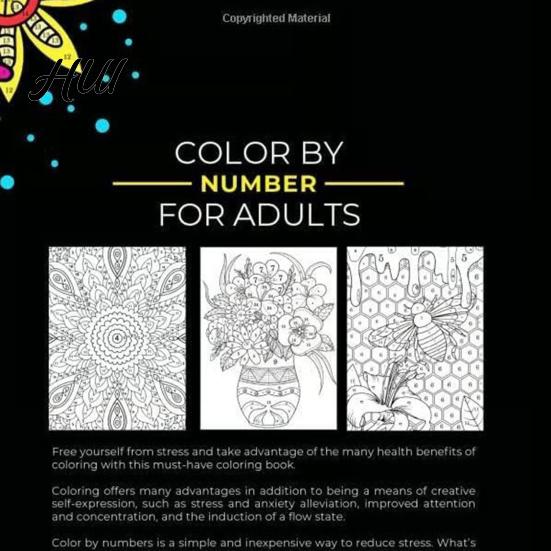 Libro da Colorare Adulti Resistente Colora per Numero per 75 Bellissimi Disegni Terapia dell'Ansia Rilassamento Sollievo dallo Stress Dimensioni Piccole