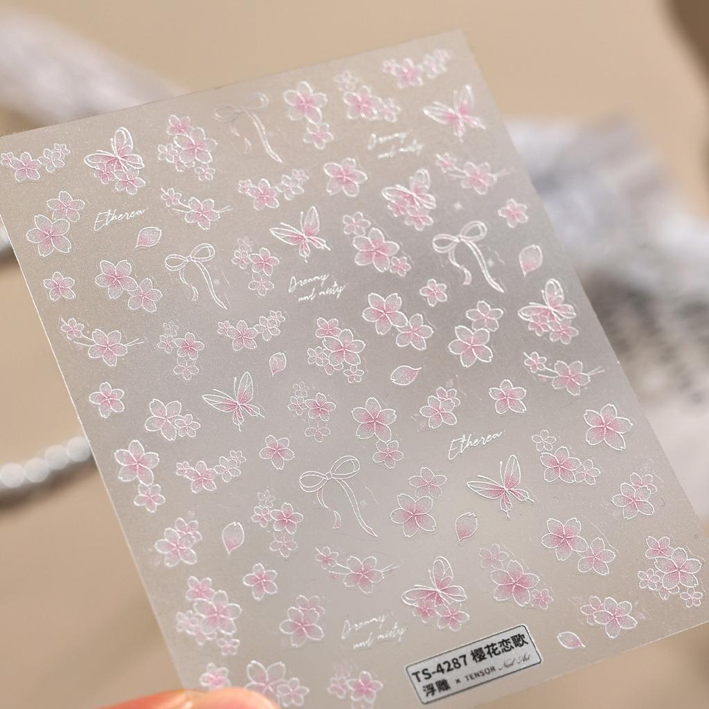 Plaid Star Vintage Academic Five-Pointed Star Small 5D Nail Art Stickers Embossed Nail Decals Manicure for Women