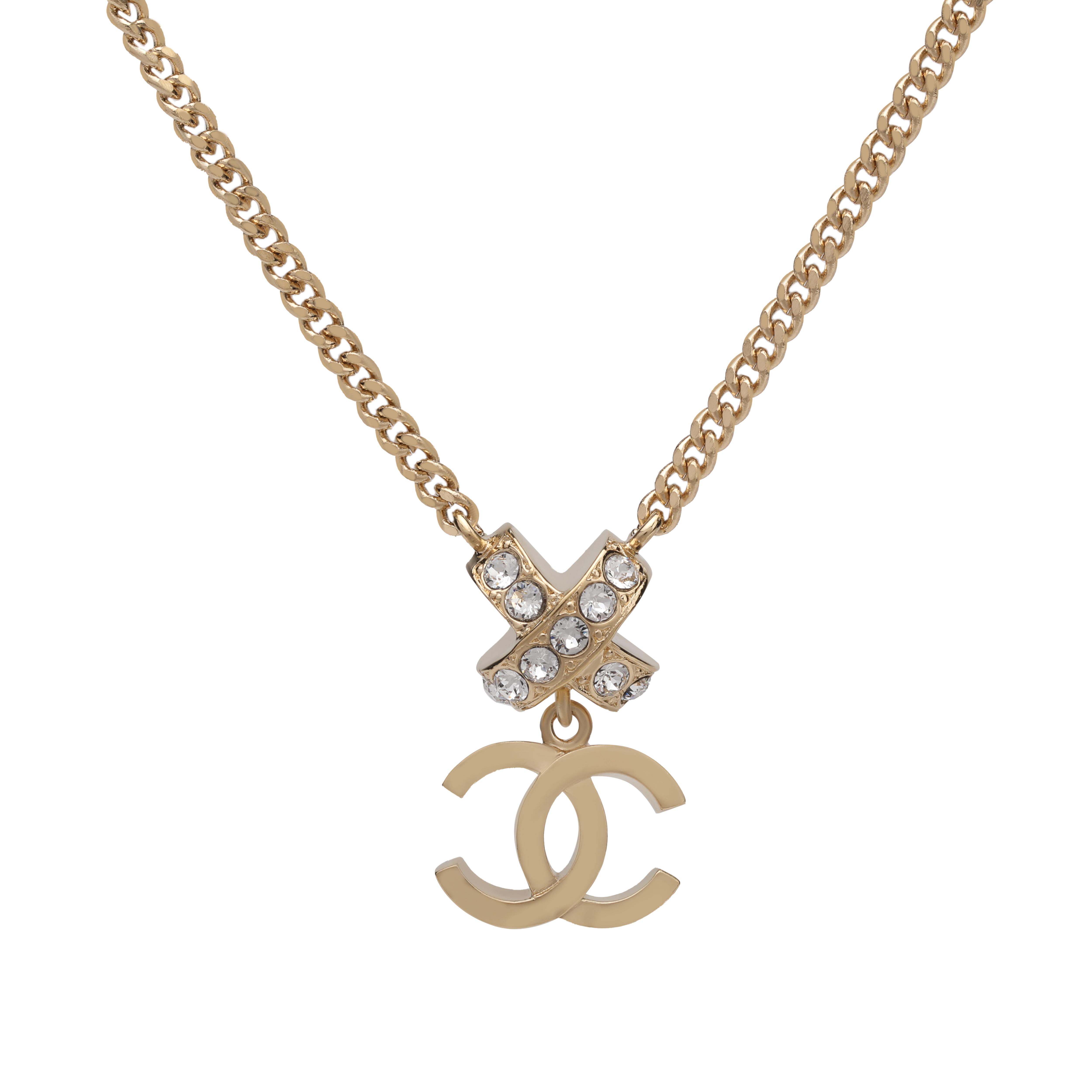 

Chanel Double C Full Diamond Adjustable Metal Necklace Women necklace Gold ABA517-B10566-NN170 Box+Padding Board