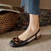 Baotou Back Empty Strap Sandals Women's Spring and Summer 2025 New Fashion Metal Buckle Low Thick Heel Square Head Single Shoes
