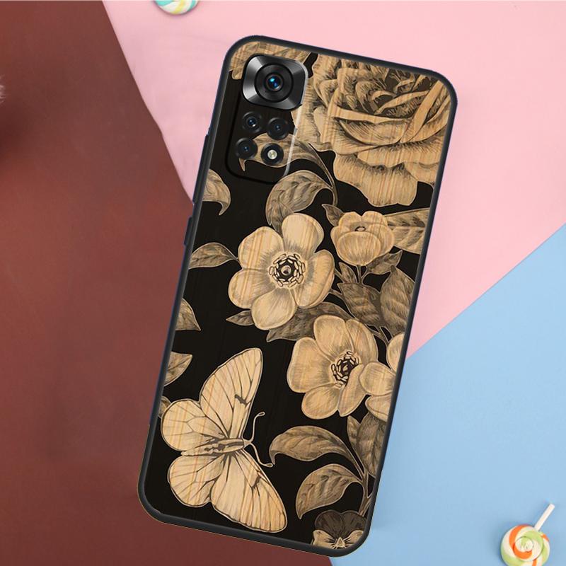 Tree Flower Bamboo Wood Cover For Xiaomi Redmi Note 13 Pro 14 12 11 9 10 9S 10S 11S 12S Redmi 10C 12C 13C 14C Case