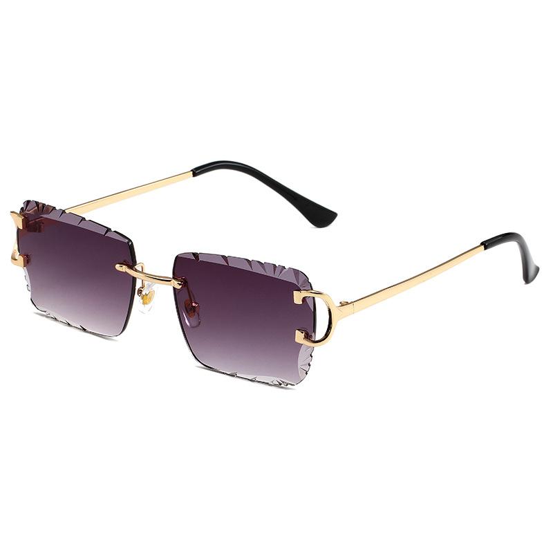 

5490 Square Rimless Sunglasses for Men & Women - Chic Faceted & Beveled Edges, Fashion Modern Street Style Sun Glasses 512377 as shown