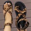 Fashion 2025 Summer Fashion Leopard Wedges Sandals for Women Med Heel Platform Sandals Woman Non-Slip Ankle Strap Women Sandles