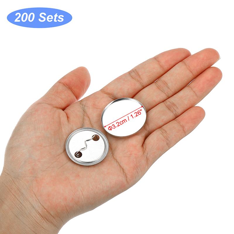 100/200pcs Blank Badge Pin Button Maker Parts Metal DIY Button Material Supplies Reflective Back for Button Maker Machine Round