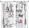 Rustic Kitchen Curtains,Retro Fork Spoon Wooden Plank Farmhouse Country Cooking Theme Funny Quotes Window Treatment for Bedroom