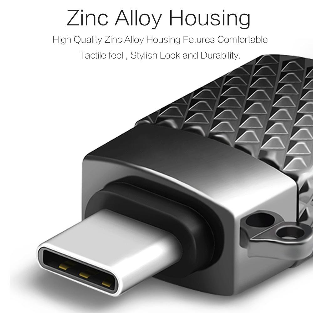 USB C To USB 3 0 OTG Adapter Type C Male To Female Converter with Keychain Zinc Alloy Case for Smartphones Tablets