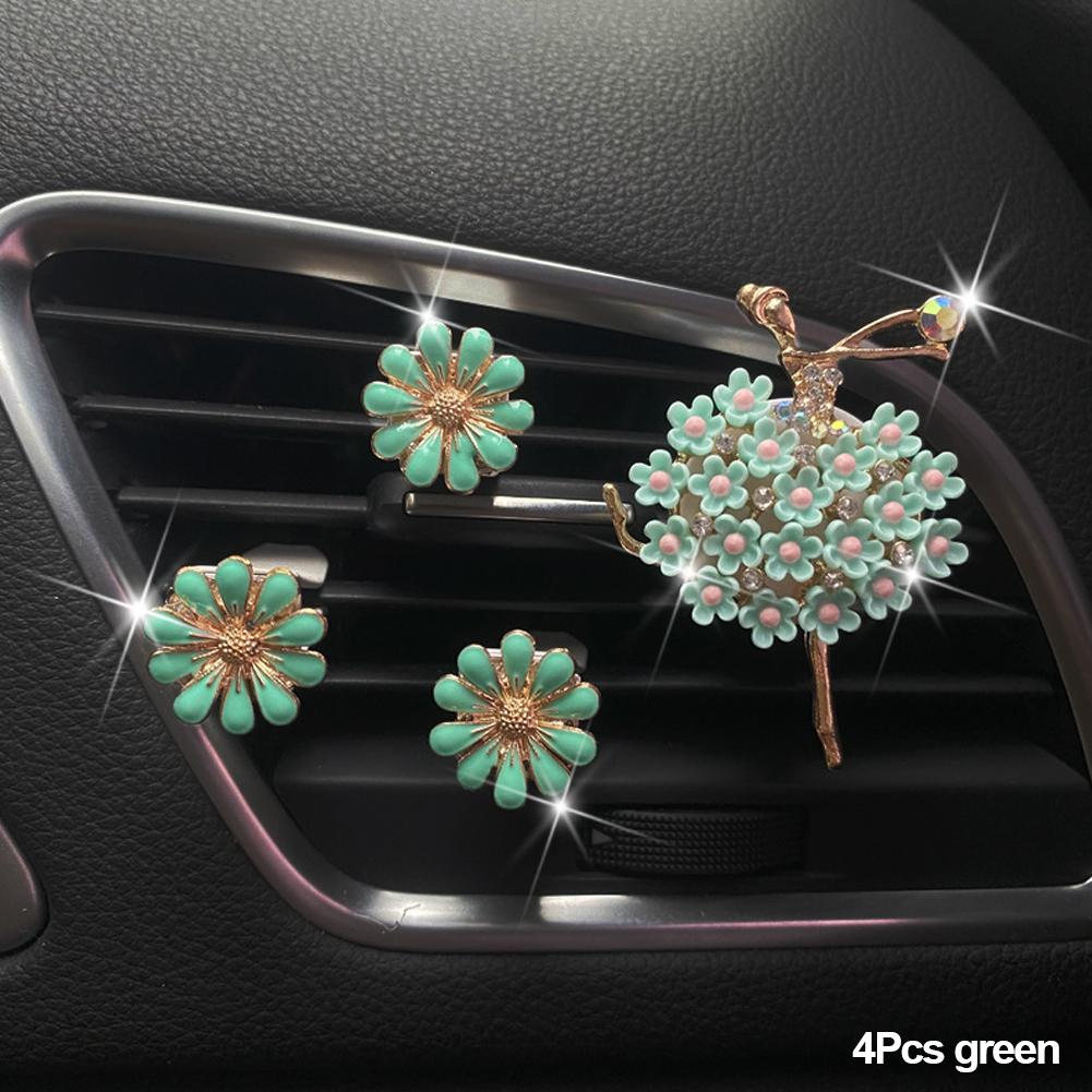 Tjej Bil Luftkonditioneringsventil Tusensköna Parfymklämma Utsökt Dekoration Söta Tillbehör Allt för Biltillbehör för Kvinnobilar