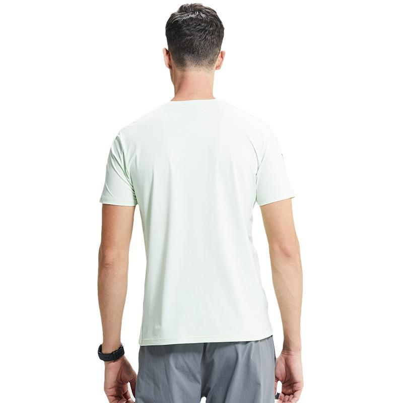 Men's Quick-Dry Ice Silk Stretch T-Shirt: Round Neck, Breathable, Short Sleeve, Sun-Protective, Summer Fitness Running Top.