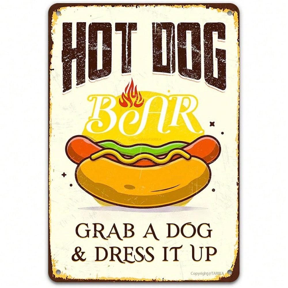 Vintage Kitchen Wall Decor Metal Tin Sign Retro Hot Dog Art 8x12 Inches Home Bar Cafe 20x30