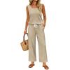Women Sleeveless Tank Top and Wide Leg Pants Two Piece Set Casual Loose Fit Lounge Wear Suitable for Travel Vacation and Home Relaxation
