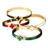 Bracciale Quadrifoglio in Acciaio Titanio con Strass: Elegante Lusso Leggero per la Moda Versatile Femminile.
