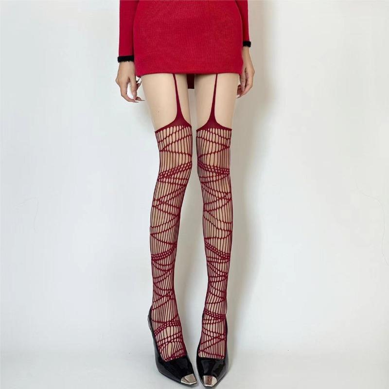 

Готические летучая мышь Длинные сексуальные ажурные чулки женские Harajuku Альтернативные сетчатые колготки летучая мышь Нижнее белье Skin Thigh Подвязки Чулочно-носочные изделия one Size вино красного