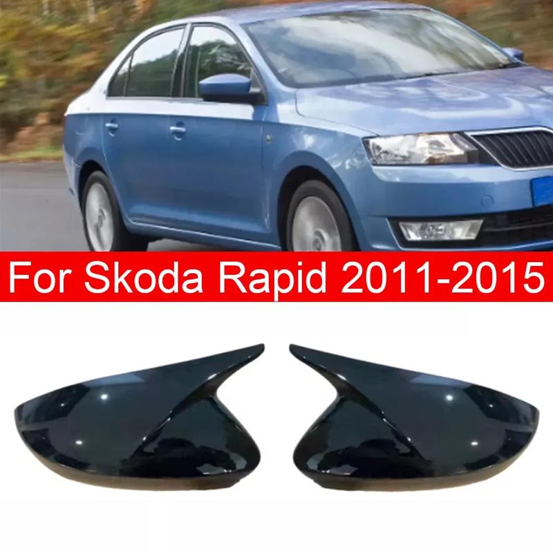 

For Skoda Rapid 2011 2012 2013 2014 2015 Car Rearview Side Mirror Cover Wing Cap Exterior Door Housing Shell Trim Sticker Glossy Black