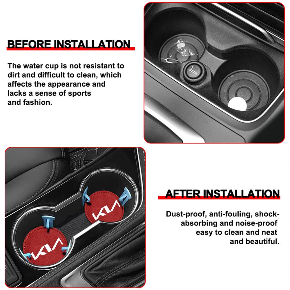 AQK4 1/2PC Car Coasters Water Cup Mat Non-slip Pad for KIA Picanto Soluto Soul Stinger Sonet K7 K5 K8 K3 Ray EV6 Borrego Accessories