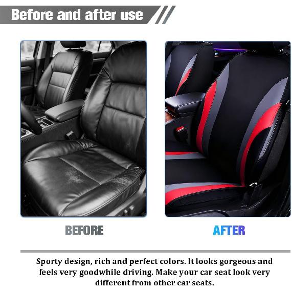 Car Front Seat Covers Only, Sports Breathable Mesh Vehicle Front Seat Protectors with Removable Headrest Covers, Auto Interior Protection