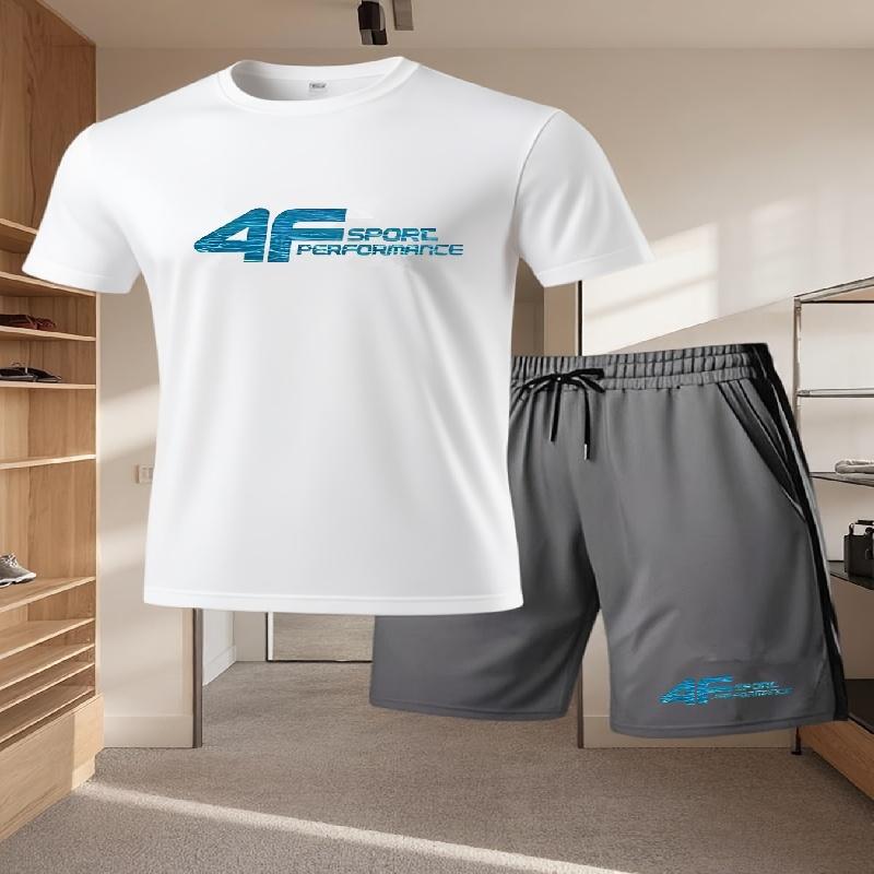 Herenpak 2-delige Set Mode Vrije Tijd Comfortabele Set Heren Inclusief T-shirts Korte Broeken Geschikt voor Sport Fitness Activiteiten Zomer