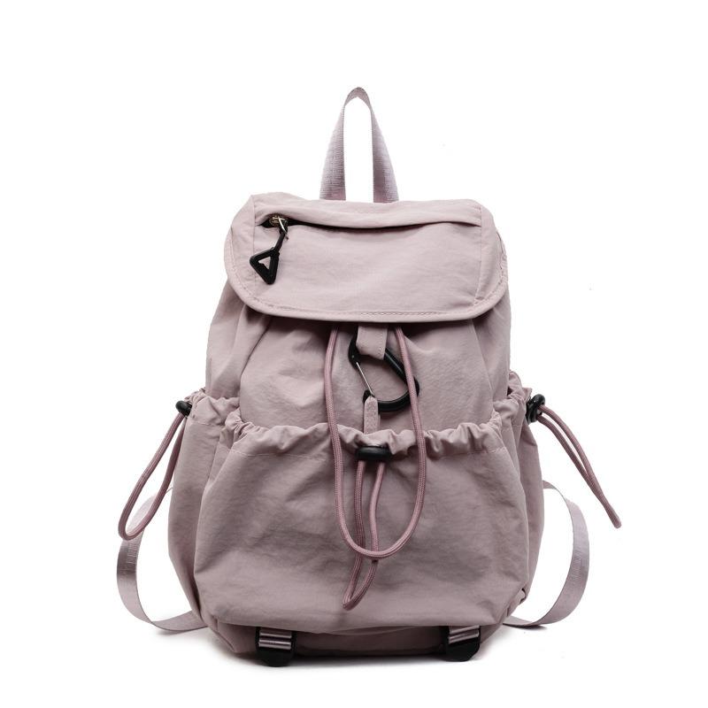 New Fashion Pleated Pull Rope Backpack Women's Niche Design Trendy Backpack Large Capacity Flip Student Bag