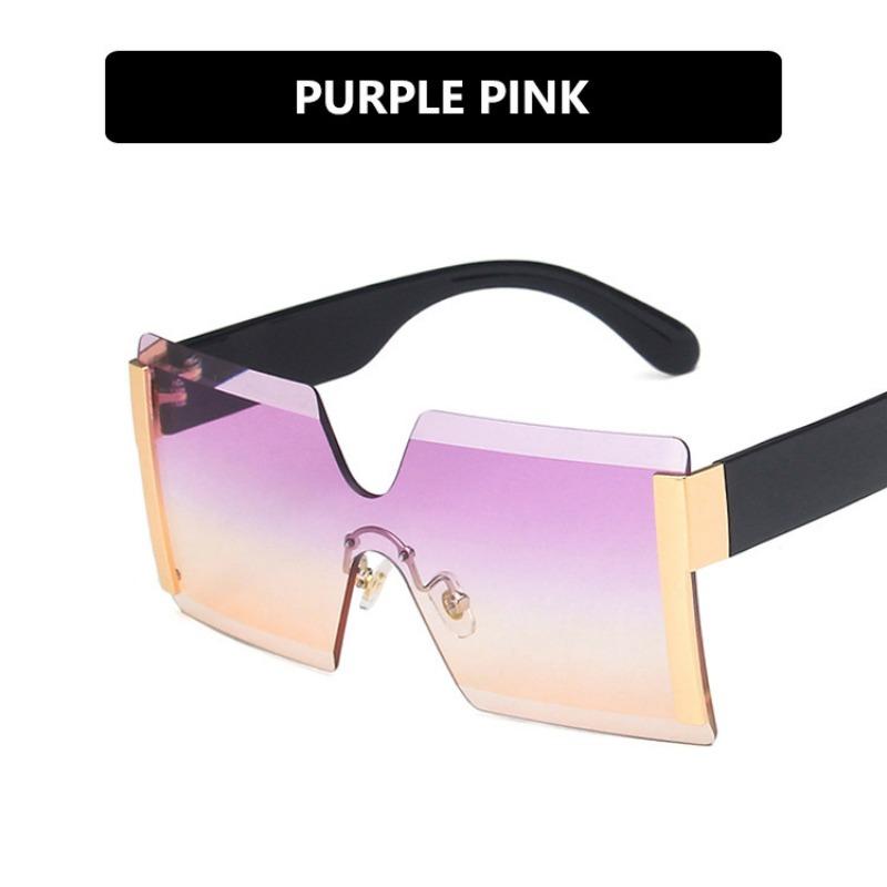European American Conjoined Frameless UV400 Protection Sunglasses Woman Versatile Stylish Big Frame Personalized Resin Sun Glasses gafas