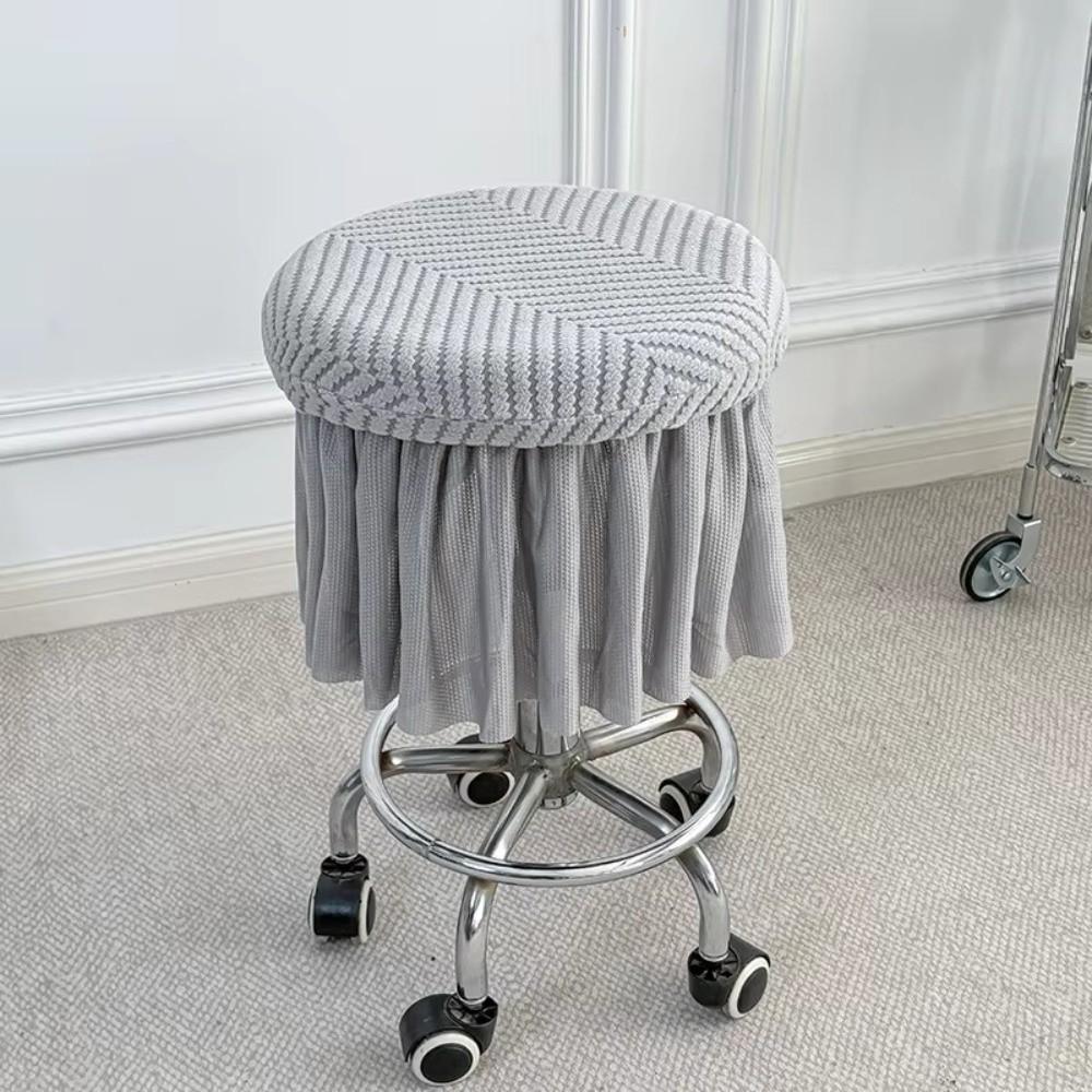 New Full-Coverage Bar Round Stool Cover with Skirt Hem Elastic Round Chair Cover Washable Non-slip Seat Chair Slipcover