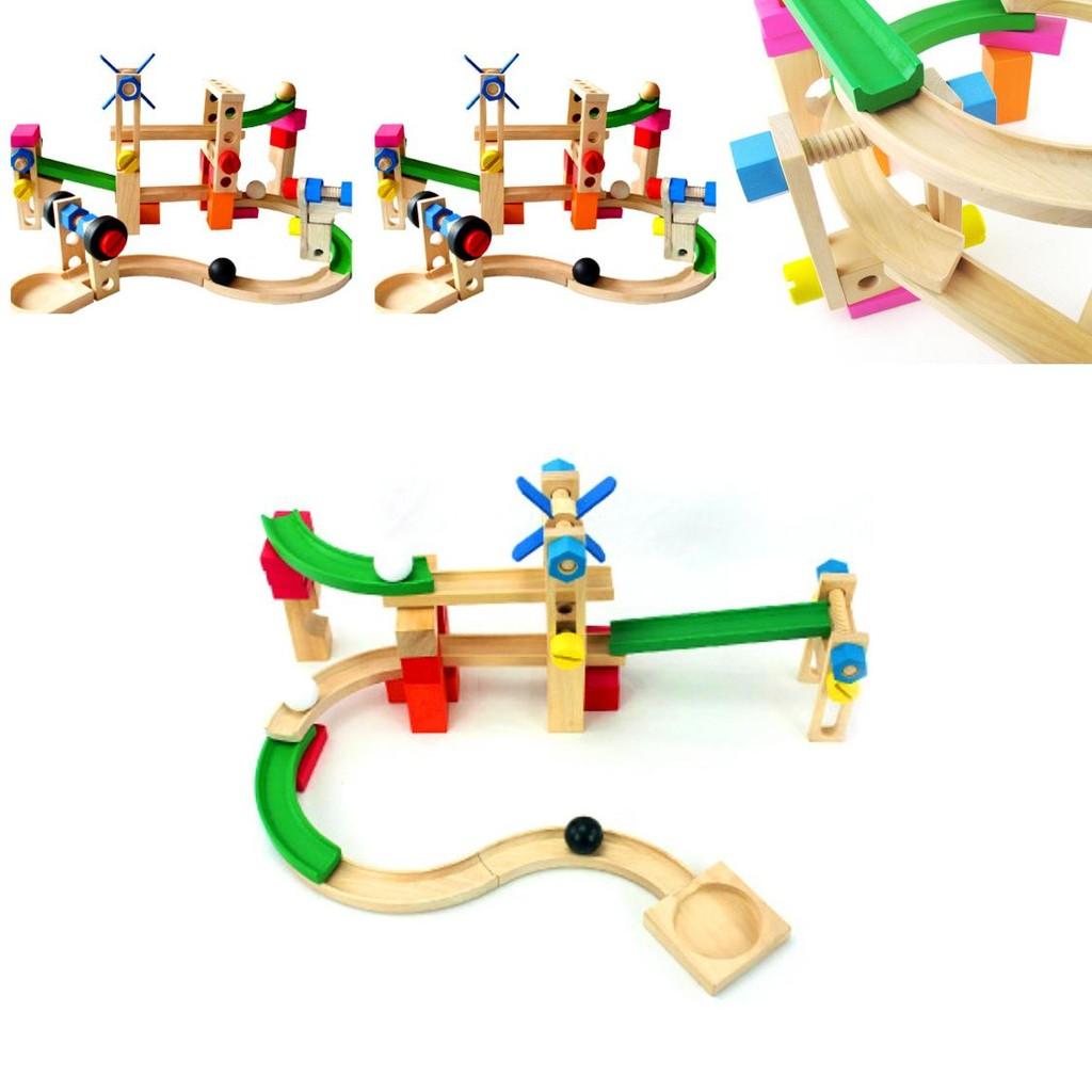 Wooden Roller Coaster Track Toy With Assembly Fun For Kids Educational Play