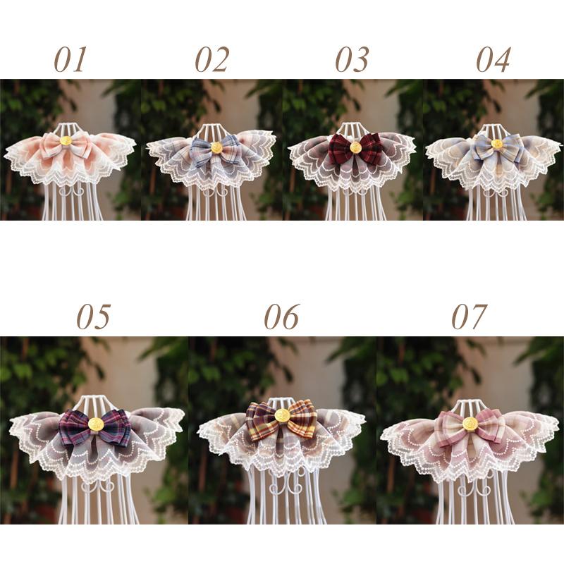 1PC Cute Pet Lace Bib Pink Plaid Ribbon Dog Cat Bowtie Collar Necklace Decoration Organza Cotton Gauze Bibs Pet Accessories