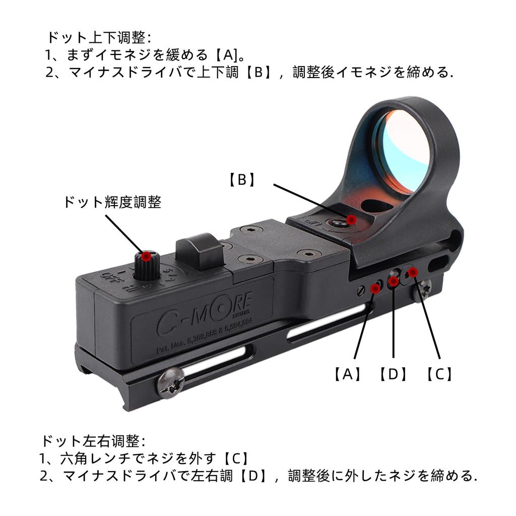 C-MOR Type Open Dot Sight, Compatible with 20mm Rails, Engraved (Black)