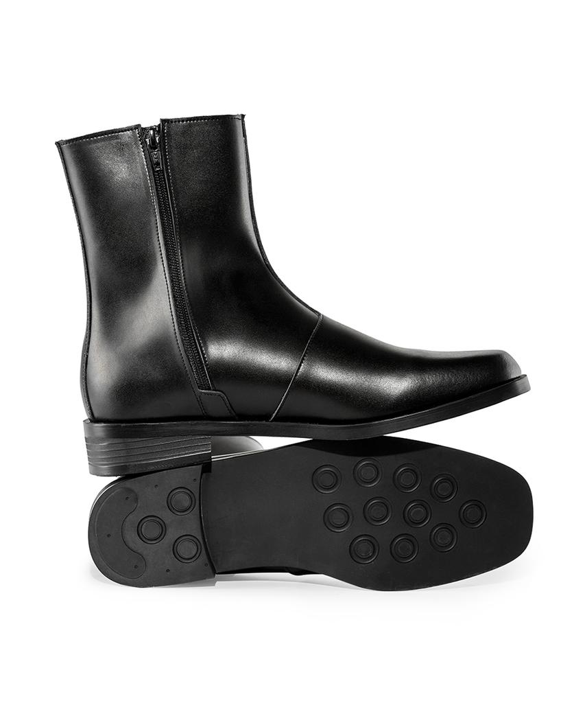 Customade Daniel Cowhide Square Toe Zipper Boots 4Cm (Cr0086Bk)