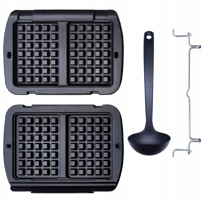 Plaque de gril à gaufres - tefal - xa724810 - 2 plaques à gaufres - louche incluse - noir