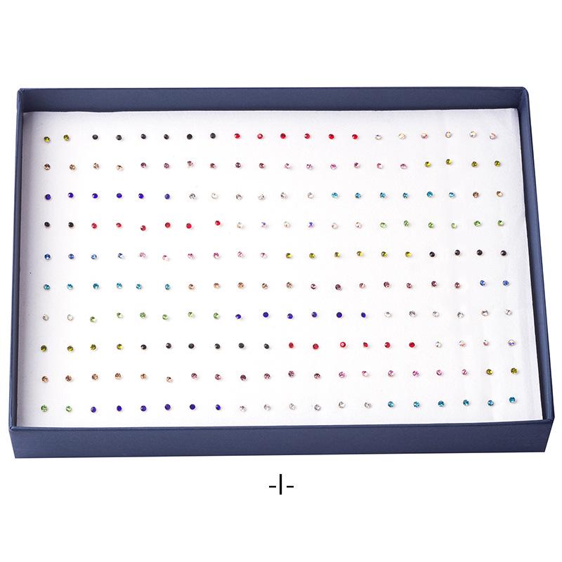 Korean 100-Pair Plastic Boxed Earrings Set - Soft Clay Drip Design, Diamond Glue Needle, Anti-Allergic.