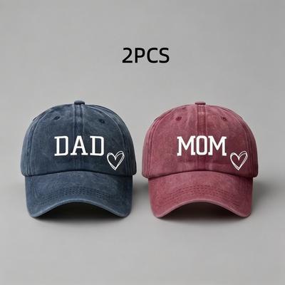 Fashion DAD MOM Love Printed Baseball Cap Washed Cotton Adjustable Couple Cap Baseball Hats For Man Women