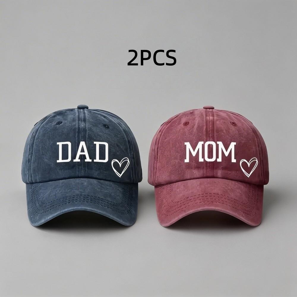 

Vintage DAD MOM Love Printed Baseball Cap Washed Cotton Adjustable Couple Cap Baseball Hats For Man Women