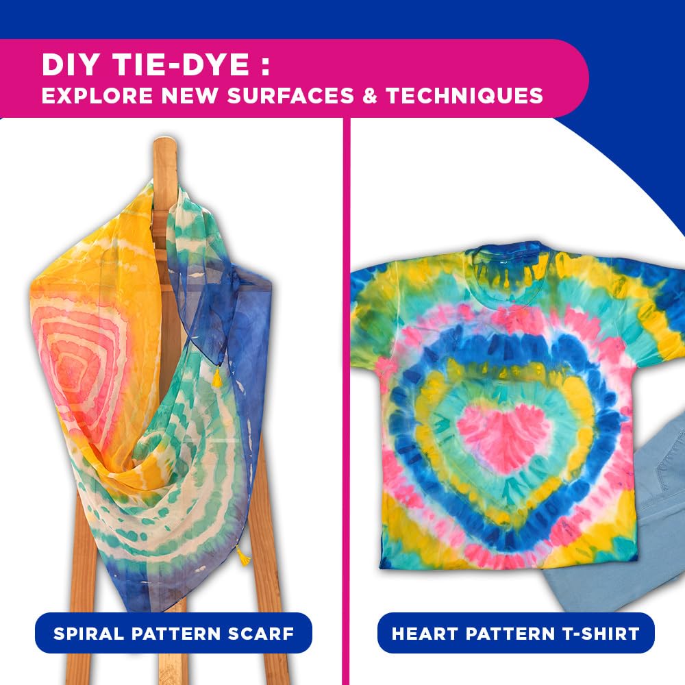Fevicryl Tie & Dye Multicolor DIY Fabric Colour Kit 4 Acrylic Bottles 1x2 Feet Fabric Craft Set India