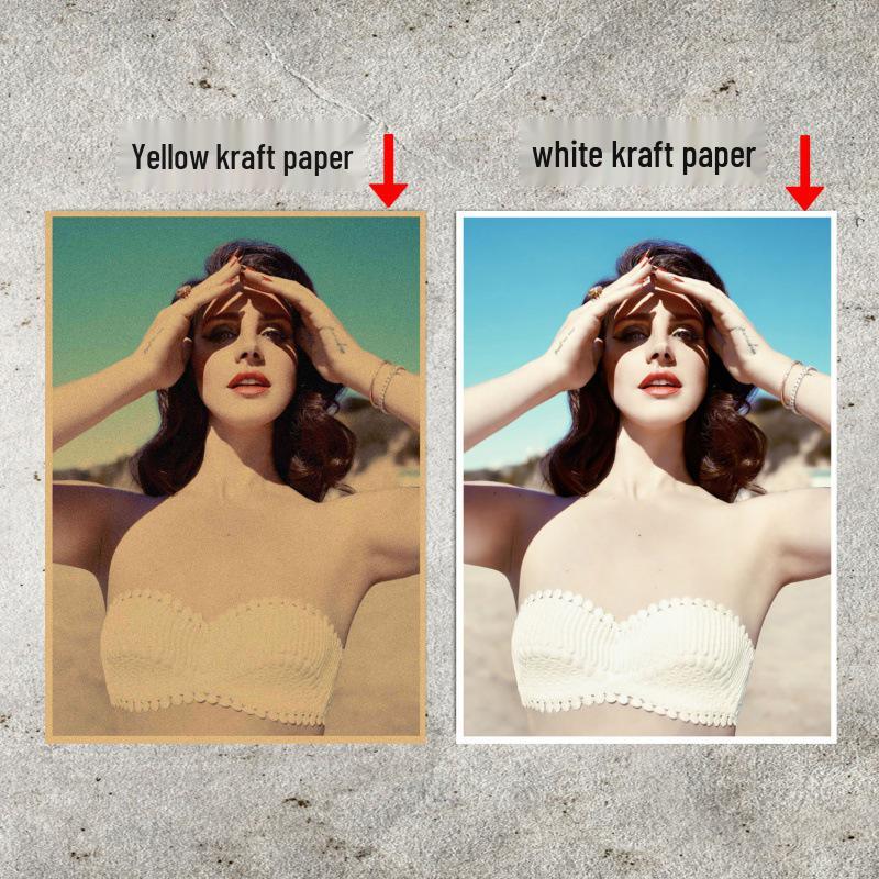 Large Vintage Kraft Paper Wall Poster of Music Star Lana Del Rey