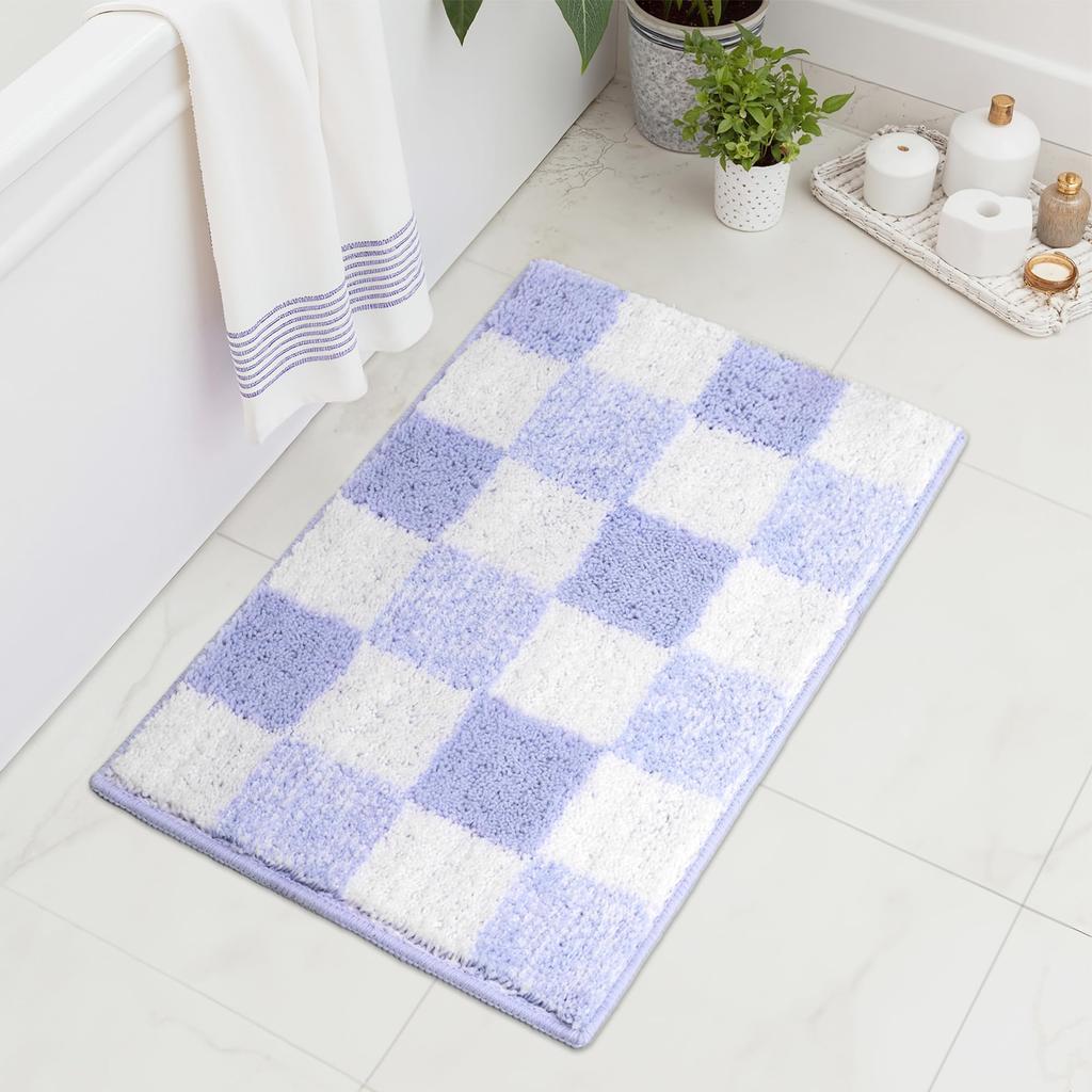 Cute Square Pink Checkered Bathroom Absorbent Carpet Bedroom Decoration Bedside Carpet Home Decoration