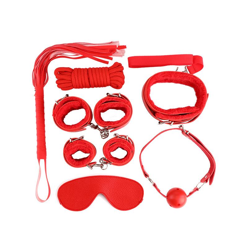 Sexy Leather BDSM Kits Plush Sex Bondage Gear Handcuffs Sex Games Whip Gag Adult Toys Exotic Accessories Sex Toys For