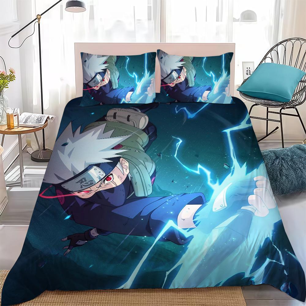 

Anime N-NarutoS Duvet Cover Set Home Style Bedding Soft Laundry Cotton Bed 3 Piece Set Student Dormitory Gift 135x200cm