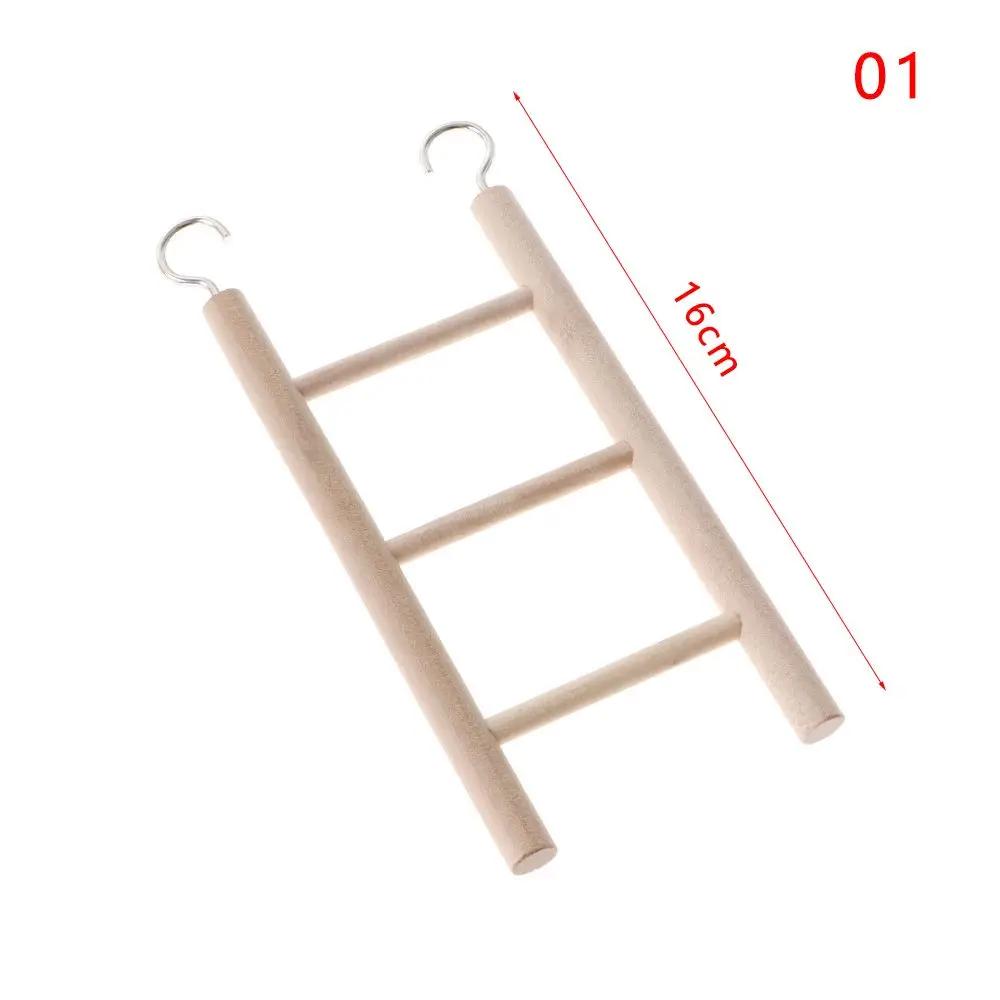 Wooden Ladder Swing Scratcher Climbing Ladder Hamsters Parrot Toys DIY Wood HandCraft Hanging Decor Pet Supplies