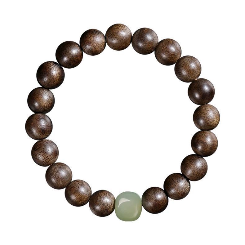 Bracciale Autentico Vietnamita in Agarwood di Nha Trang Ky Nan per Uomo, Bracciale Buddista in Perle di Legno, Bracciale in Sandalo per Donna