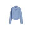 Korean Embroidered Striped Blue Shirt for Women - Spring/Autumn 2026 New Design
