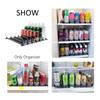 Automatic Drink Pusher Glide Width Adjustable Simple Operation Labor Space Saving Black Self Pushing Can Organizer For Fridge